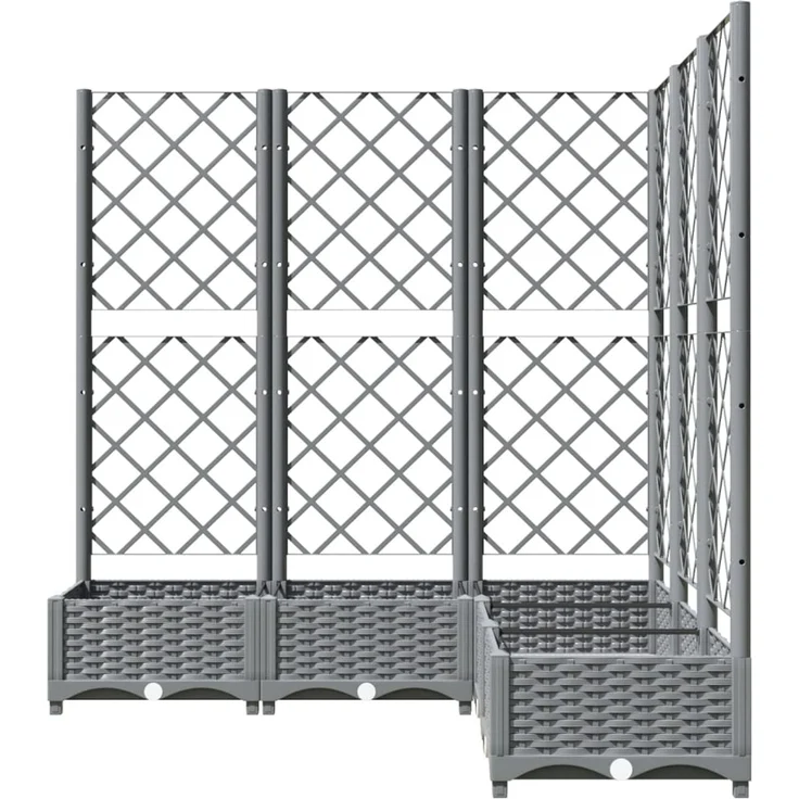 vidaXL Pflanzkübel mit Rankgitter Hellgrau 120x120x121,5 cm PP 153277 – Bild 4