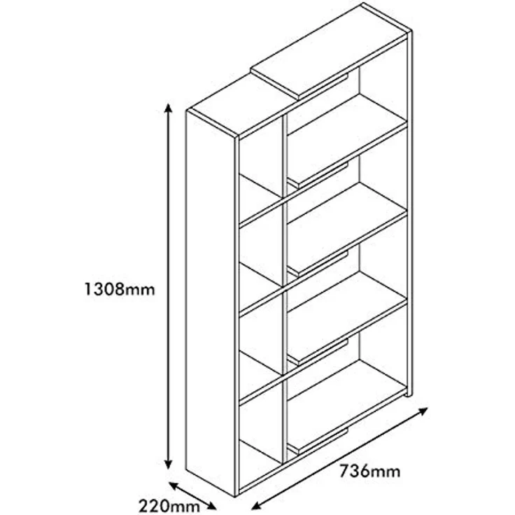 Homemania Bücherregal, Holz, 73,6 x 22 x 130,8 cm – Bild 2