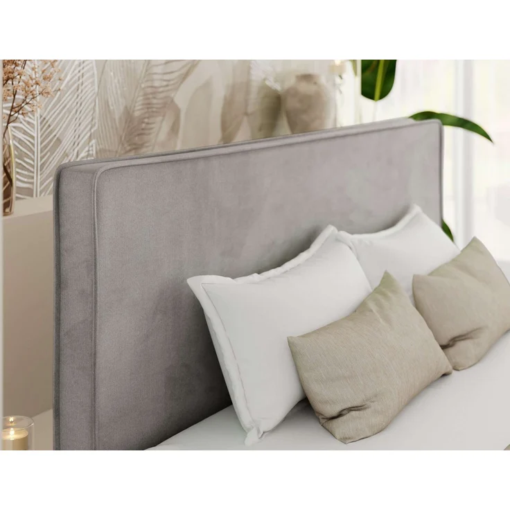 Design Polsterbett LUMARO CLASSIC 200x200 cm mit Lattenrost & 12cm hohen Füßen, Doppelbett mit Kopfteil, Konfigurierbar, Foam Matratze - Hellgrau Velvet - MIRO LUX – Bild 3