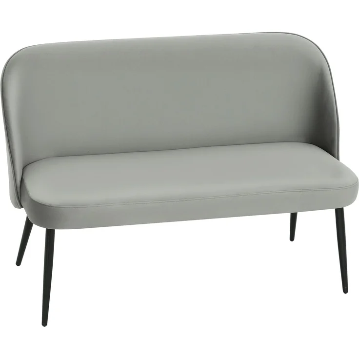 2-Sitzer-Sofa, moderne Polstercouch mit Metall- und Holzrahmen, samtartiger Stoffbezug, Grau--Grau--127x63x84.5cm--YOUDENOVA – Bild 2