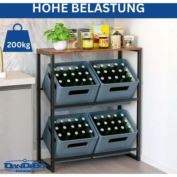 DanDiBo Getränkekistenregal mit Ablage 4 Kisten Schwarz Metall Holzablage 96658 Getränkeregal Kistenregal Getränkekistenhalter Getränke Regal Bierkistenregal – Bild 4