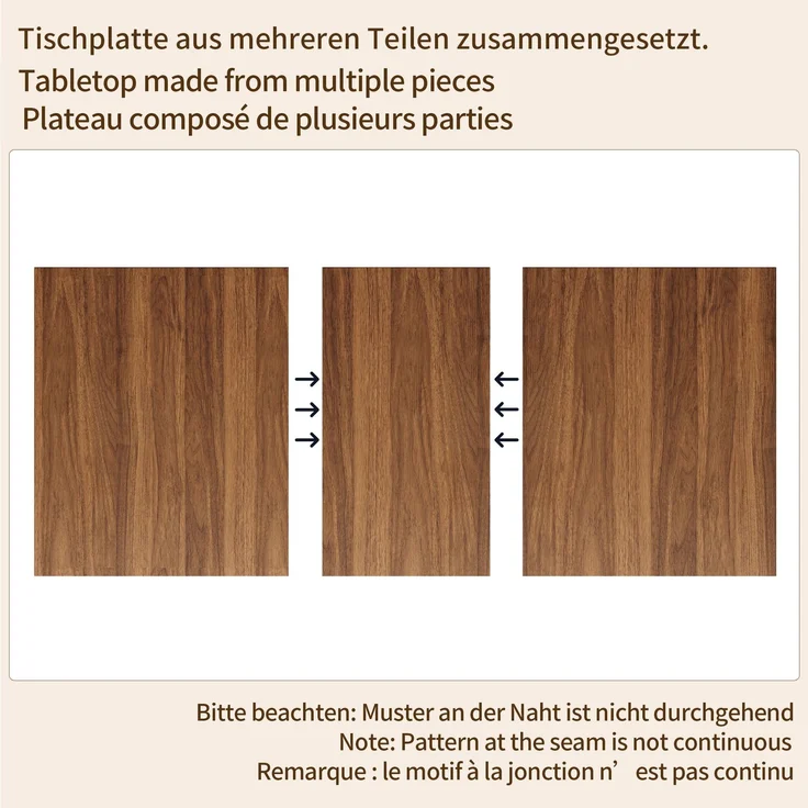 JARDJ Ausziehbarer Esstisch Modern, Massivholz Optik Tisch, Stabiler Sockel mit Verstellbaren Anti-Rutsch-Füßen, Flexibler Esszimmertisch für Kleine Räume und Küche, Dunkelbraun – Bild 7