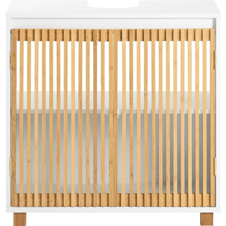 SoBuy BZR125-W Waschbeckenunterschrank, MDF, Lackiert, Weiß, 60 x 60 x 33 cm