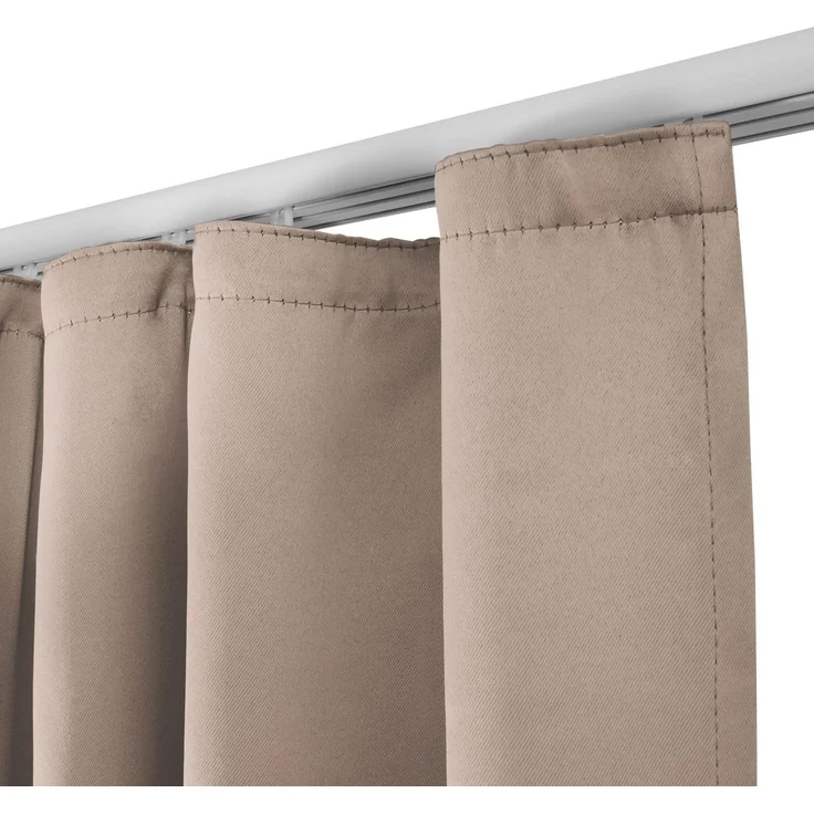 Beautissu Vorhang Amelie BK Blackout mit Kräuselband, 140x245cm, Sand, 2er Set, Gardine, Blickdicht, Verdunkelung, Variante: Blackoutvorhang, 100% verdunkelnd – Bild 4