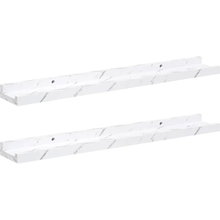 2er-Set Wandregale, Hängeregale Weiß Marmor 60 x 9 x 3 cm Holzwerkstoff de5771