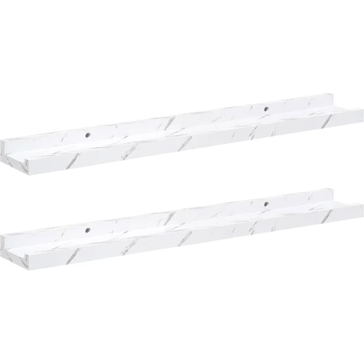 2er-Set Wandregale, Hängeregale Weiß Marmor 60 x 9 x 3 cm Holzwerkstoff de5771 – Bild 1