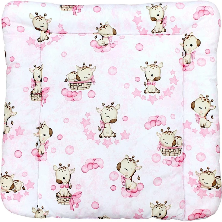 TupTam Baby Wickeltischauflage mit Baumwollbezug Gemustert, Farbe: Giraffe/Rosa, Größe: 70x60 cm – Bild 5