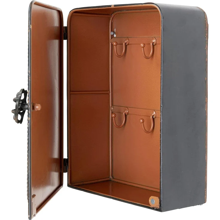 Kare Design Schlüsselkasten Safe, Schwarz, Schrank, Vintage Safe, mit 6 Haken, Stahl, klein, 31x24x13 cm (H/B/T) – Bild 8