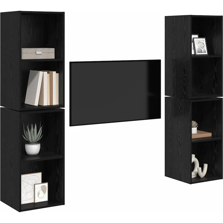 TV-Schrankset 4 pcs, Lowboard TV Schwarz Eichen-Optik 37 x 37 x 72 cm – Bild 3