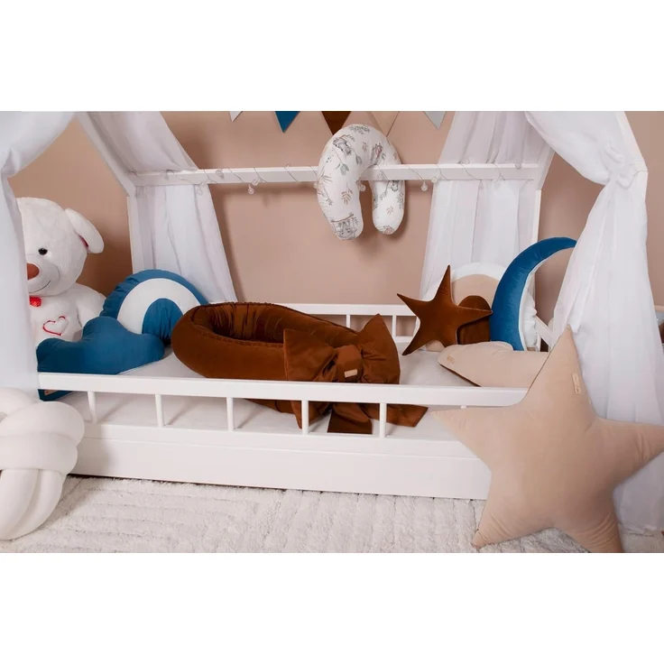 Kuschelnest Babynest Babynestchen Nestchen Reisebett Wickelauflage mit Schleife (Farbe: grau) – Bild 7