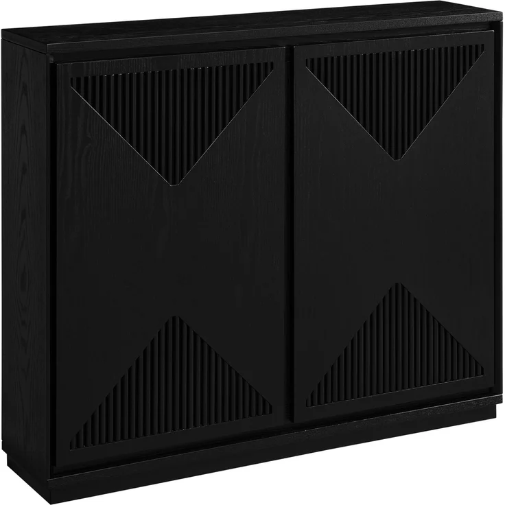 DESVIAE Sideboard Schwarz aus Massivholz/MDF – 109,22x54,94x17,78 cm – V-Rillen, Kabelöffnungen – Bild 7