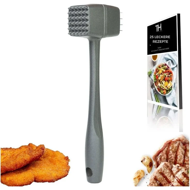 Thiru Fleischklopfer Fleischhammer Schnitzel, Kotelett - Hammer-Kopf mit Zwei Schlagflächen – Bild 1