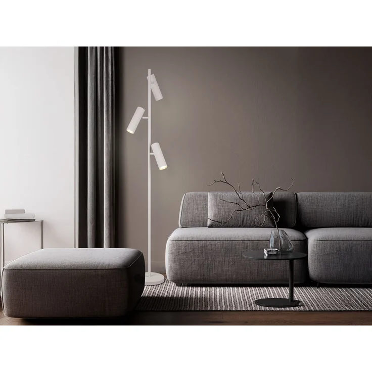 Moderne Stehlampe SOKA mit 3 schwenkbaren Spots, Hellgrau, Höhe 150cm – Bild 4