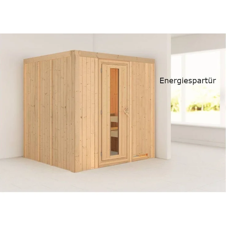 Karibu Sauna Sodin + 9kW Saunaofen mit integrierter Steuerung Energiespartür – Bild 4