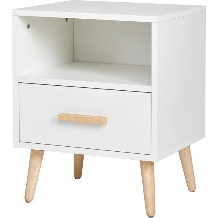 Mondeer Nachtkommode Nachttisch (1 St), mit 1 Schublade und 1 offenem Fach, mit Massivholzfüßen – Bild 1