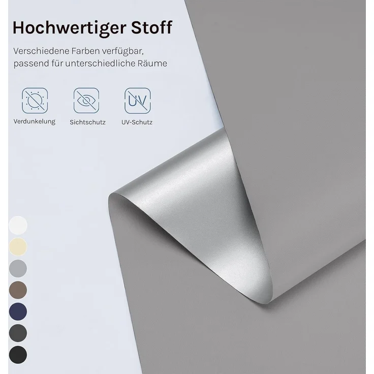 WOLTU Verdunkelungsrollo ohne Bohren, Thermo Verdunkelungsrollo mit Kette, Sichtschutz, für Türen und Fenster, 70 x 160 cm, Grau – Bild 3