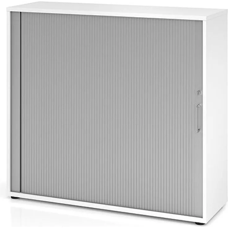 Rollladenschrank 3OH BxTxH 120 x 40 x 110 cm Griff BS Weiß/Silbe