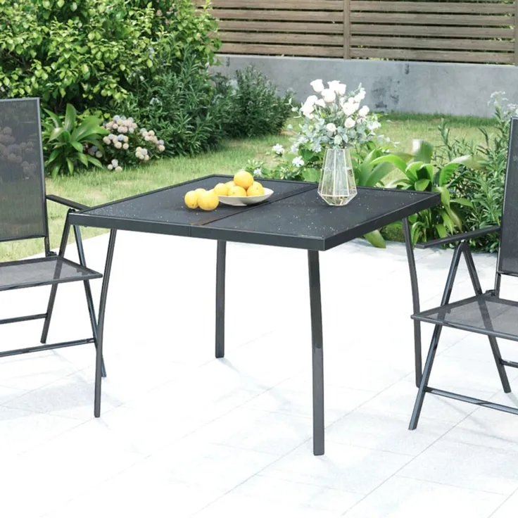 Gartentisch, Balkontisch, Esstisch Anthrazit 100 x 100 x 72 cm Stahlgitter