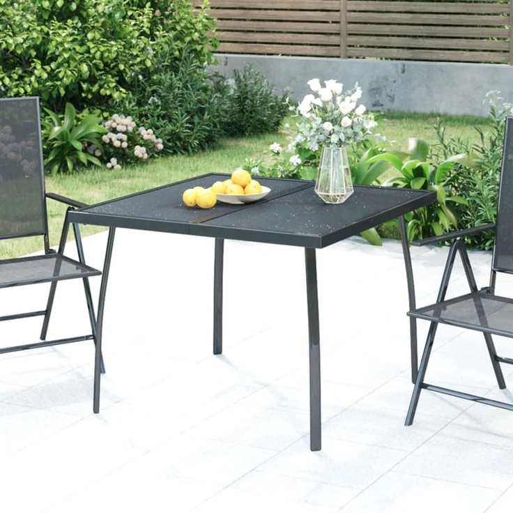 Gartentisch, Balkontisch, Esstisch Anthrazit 100 x 100 x 72 cm Stahlgitter – Bild 1
