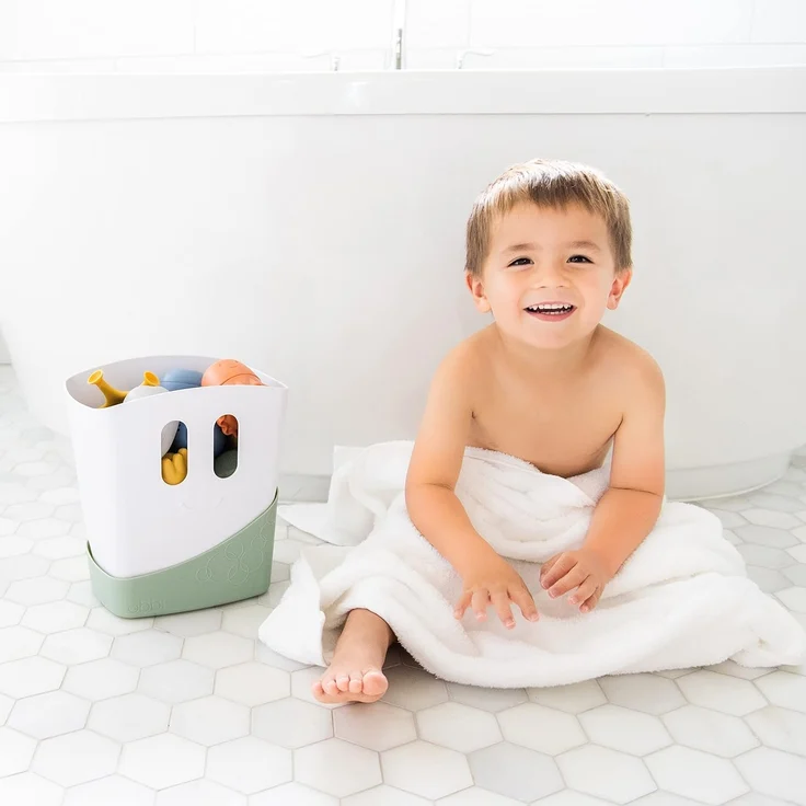 Ubbi Freestanding Bath Toy Organizer Bath Caddy with Removable Drying Rack Bin & Scoop for Toddlers + Baby, Sage – Bild 7