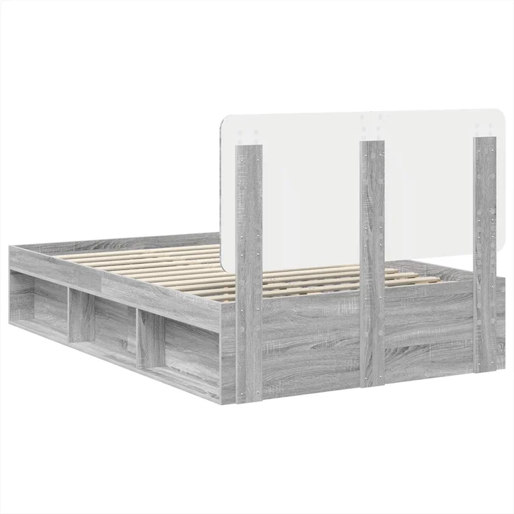 vidaXL Bettrahmen Graues Sonoma 120 x 190 cm Massives Kiefernholz 3412520 – Bild 8