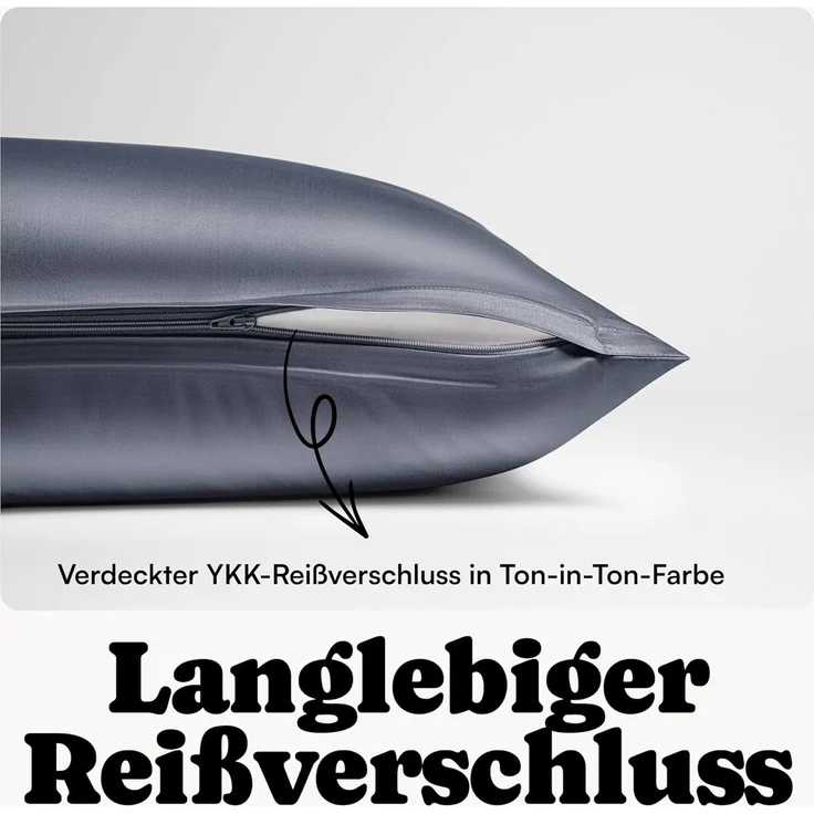 Seralino Bettwäsche Mako Satin Bettwäsche (100% Bio Baumwolle) mit Kissenbezug, 2 teilig, Fairtrade/ GOTS zertifiziert, uni Bettwäsche Set mit Reißverschluss – Bild 4