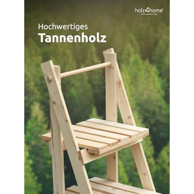 holz4home® Pflanzentreppe Pflanzleiter mit 4 Ablagen I Blumentreppe aus Tannenholz, Klappbar – Bild 3
