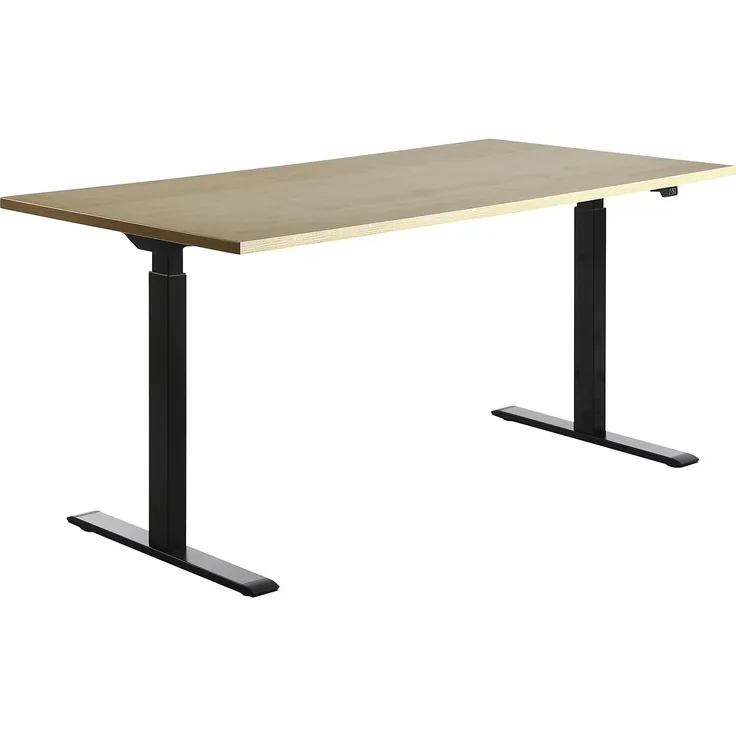 TOPSTAR | Schreibtisch | elektrisch höhenverstellbar | BxT 1600x800 mm | Platte Ahorn-Dekor | Gestell schwarz