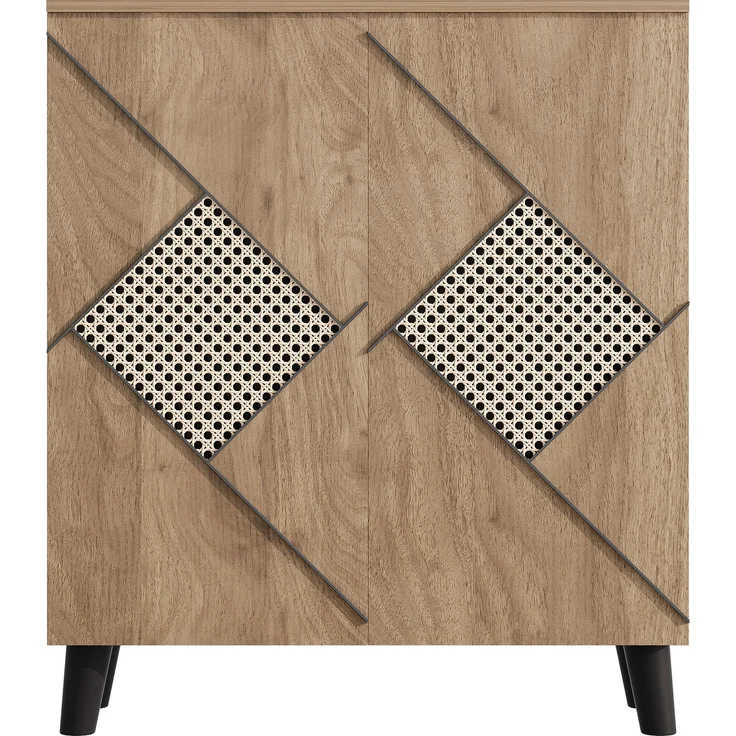 Merax Schuhschrank mit dekorativem Rattanmuster, 80×32×91 cm, stilvoller Flurschrank mit Stauraum, Holzoptik – Bild 9