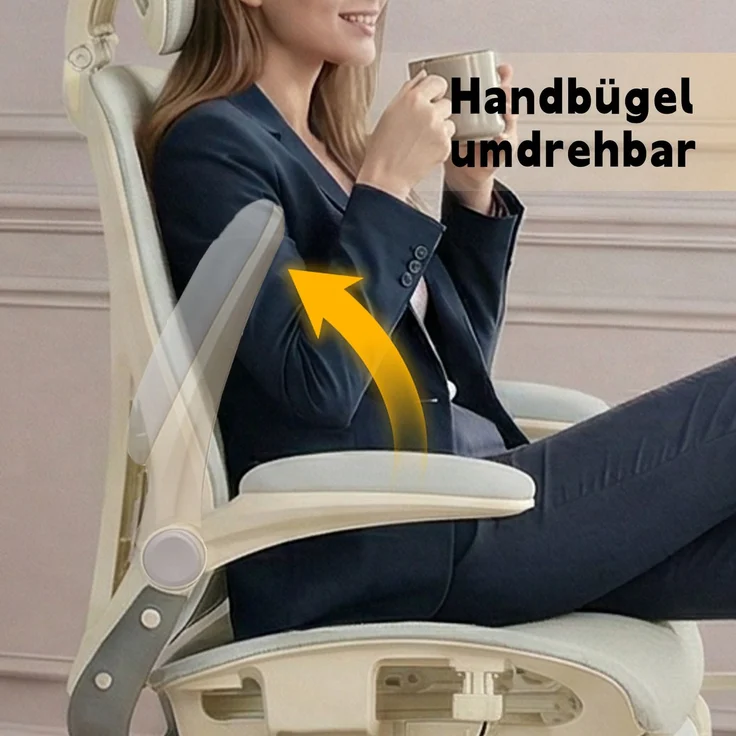 Klappbarer ergonomischer Bürostuhl, kleiner Platz-Klappstuhl mit Taillenstütze, Ganznetzschiebekissen, klappbare Armlehnen, 3D-Kopfstützen und Bürostuhl mit Arbeitspedalen,grau--Herde--129x48.5x62cm--YOUDENOVA – Bild 7