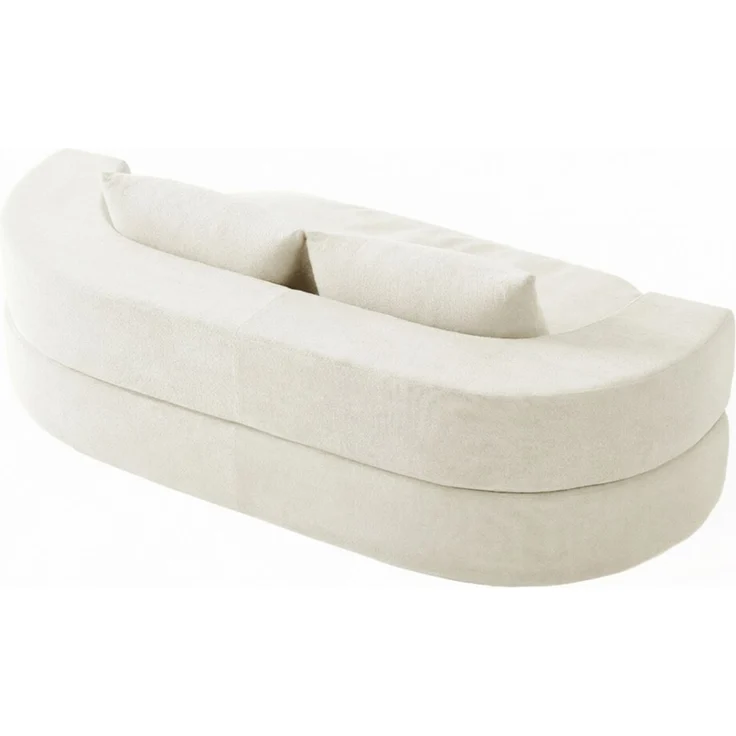 Klappsofa aus Flanellstoff, 3-in-1 Sitz- und Liegefunktion, 200x130x60 cm, Off White – Bild 7