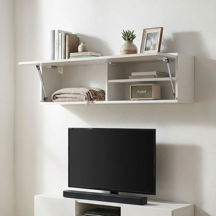 Home Nature Wohnkonzept Hängeschrank für Küche, Bad und Schlafzimmer aus Spanplatte, 30 x 25 x 120 cm, Weiß – Bild 3