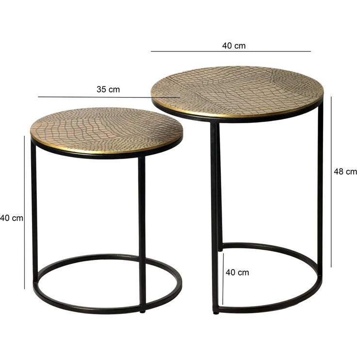 FINEBUY Beistelltisch FB73721 Metall Beistelltisch Alu Wohnzimmertisch Couchtisch Aluminium (Dekorative Ablage mit strukturierter Oberfläche), Kompakte Tische für moderne Wohnräume – Bild 3