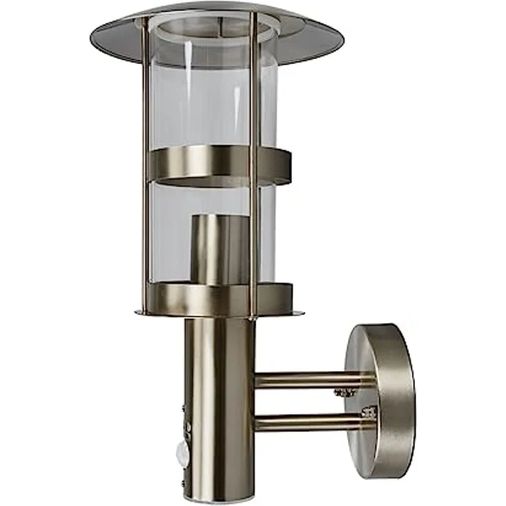 Lindby Außen-Wandleuchte Noemi, Edelstahl Alu IP44mit Bewegungsmelder, 1 x 60 W – Bild 1