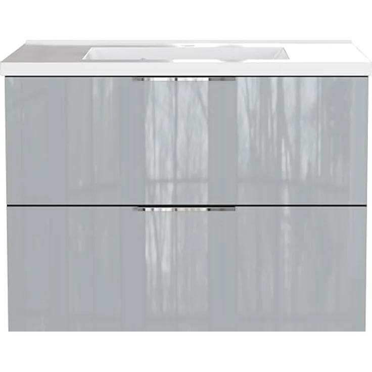 Germania Waschtisch inkl. Becken 9085-587 GW-CELANO, mit Zwei Schubladen, in Graphit/Silbergrau, 81 x 61 x 46 cm (BxHxT) – Bild 4