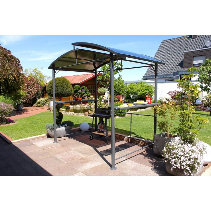 Leco Profi-Grillpavillon, Aluminium / Polycarbonat anthrazit, 150 x 245 x 234 – Bild 10