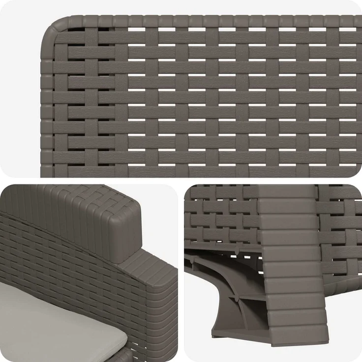vidaXL Liegesessel Garten Rattan-Optik Hellgrau PP 8012015 – Bild 6