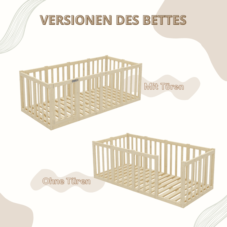 Crazy Pine 'Crazy John' Kinderbett mit hohem Rausfallschutz 73 cm, Holz, Natur, 120x200 cm – Bild 7