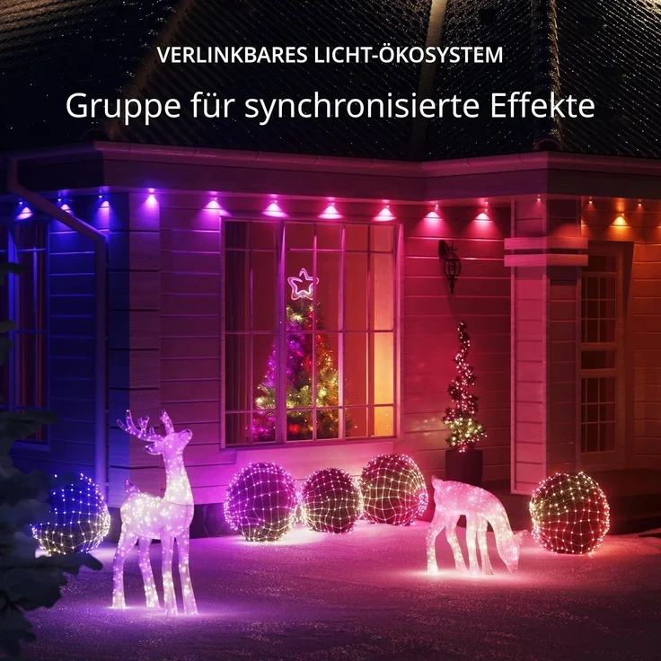 Twinkly Netzlichter, Flexibles LED-Gitter mit 260 RGB-LEDs, Lichtstreifen für Drinnen und Draußen, Kompatibel mit Alexa, Google Home, IP44, App-Steuerung, Transparentes Kabel, 1,2x1,9 m – Bild 6