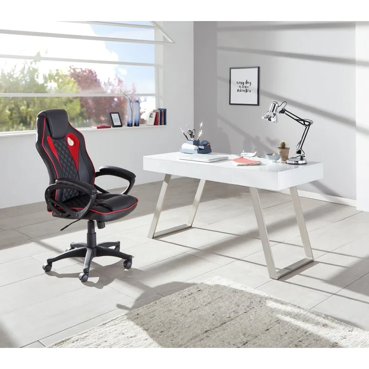 XORA 'GOMMA' Gamer Stuhl, Kunstleder schwarz, 65.5 x 120 x 69 cm, höhenverstellbar, 120 kg belastbar – Bild 2