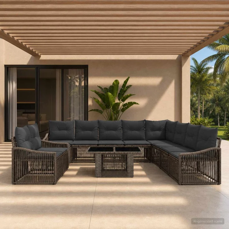 vidaXL Gartensofa-set 11 stk. Grau und Dunkelgrau 100 x 55 x 73 cm 3437273 – Bild 1