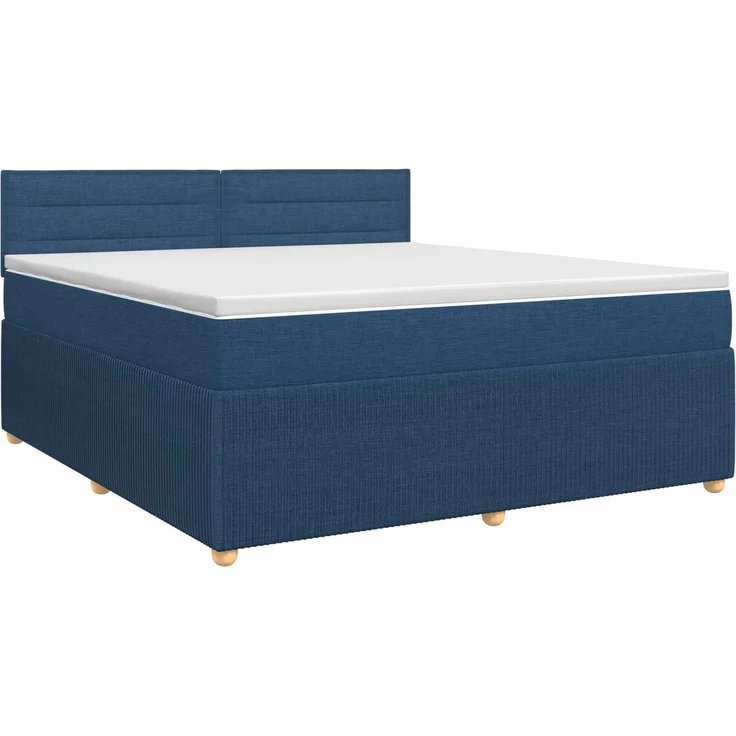 vidaXL Boxspringbett mit Matratze mit Kopfteil Blau 180 x 200 cm Stoff 3451523 – Bild 2