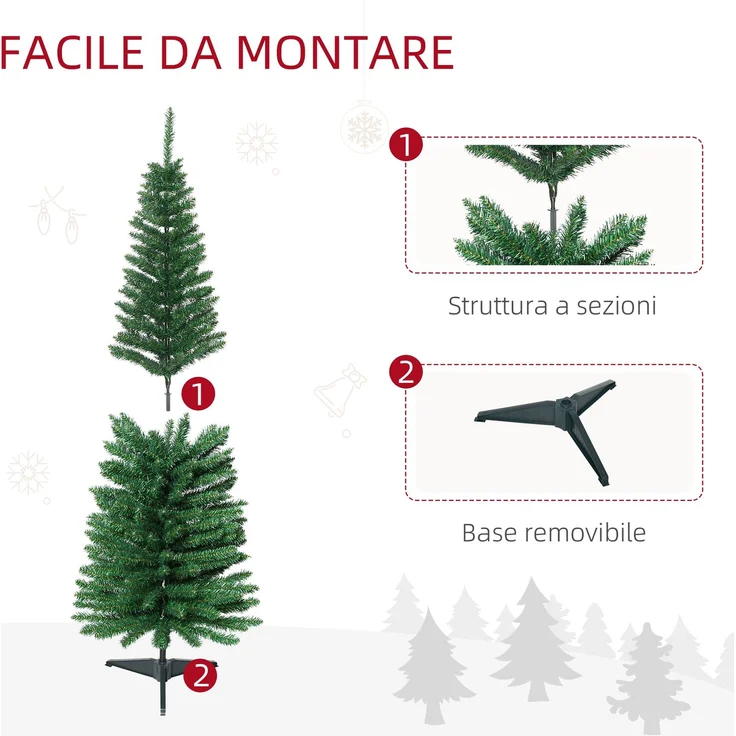 Rayofly-Schlanker künstlicher Weihnachtsbaum H150cm, 294 Zweige, Metallständer, grün – Bild 9