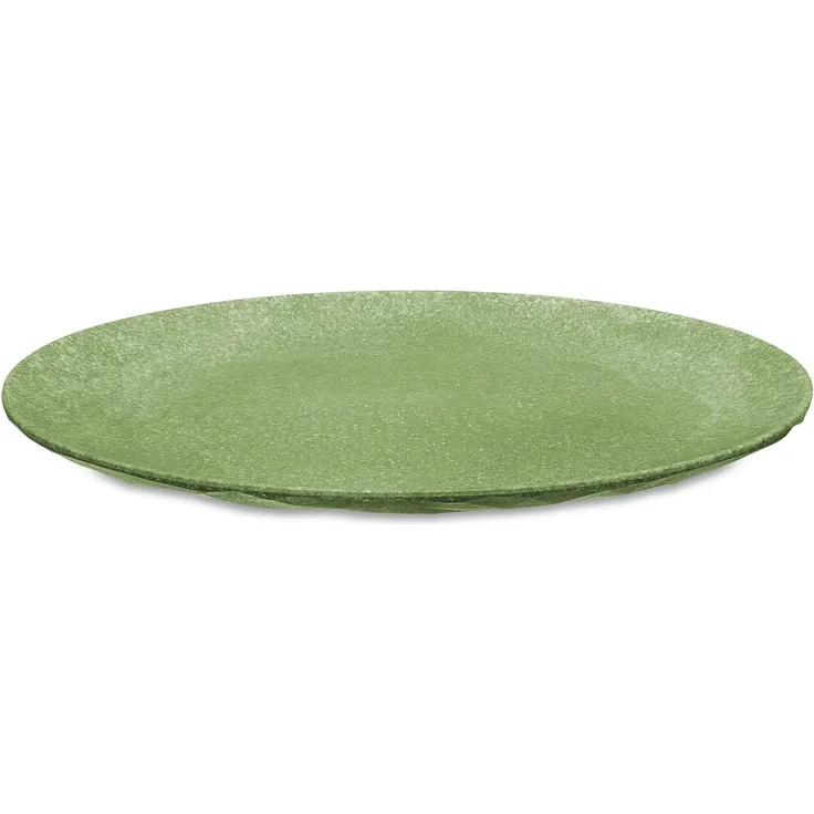 Koziol Flacher Teller 4er-Set Club Plate, Speiseteller, Kunststoff-Holz-Mix, Nature Leaf Green, 26 cm, 5005703