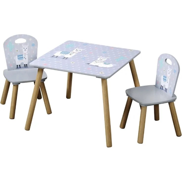 Kesper Kindertisch Set inkl. 2 Stühle, Faserplatte Alpaka Grau