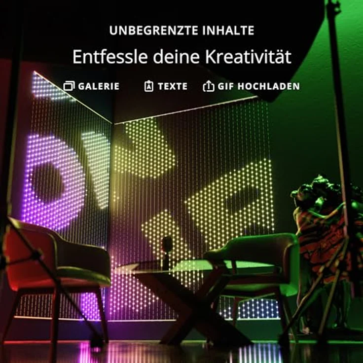 Twinkly Matrix 500 LED RGB, LED-Vorhang mit hoher Dichte, Smarte Mehfarbige RGB Gaming-Lichter, Kompatibel mit Razer Chroma, Omen, Alexa, Google Home, App-Steuerung, Transparentes Kabel, 0.5x2.4 m – Bild 4