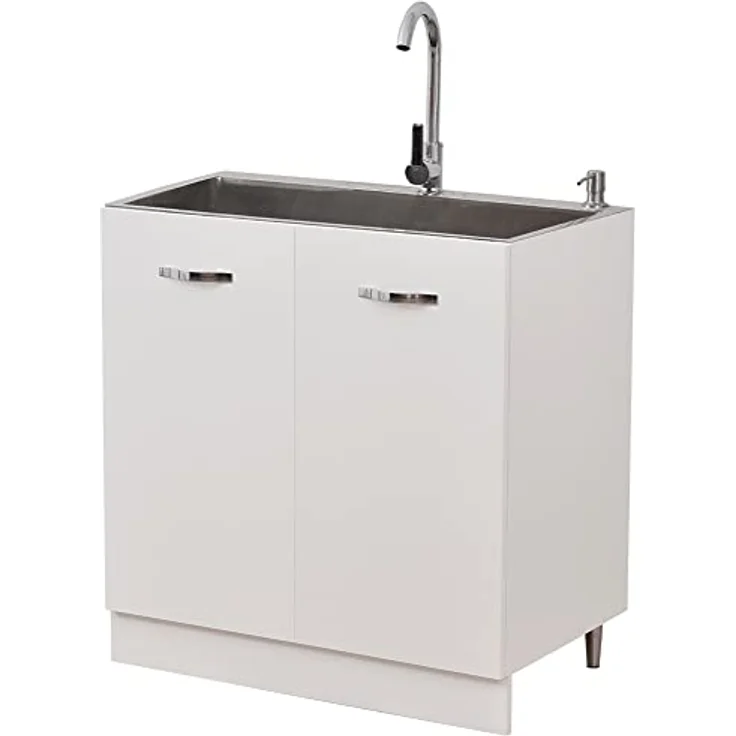 Shally Dogan Unterschrank für Küche, 2 Türen, Unterschrank, 80 Stück für Spülbecken (80 x 50 x 85 cm, Weiß) – Bild 6