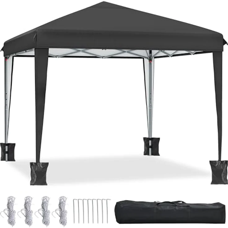 YITAHOME 3X3Meter Outdoor Pop Up-Pavillon mit Seite Faltpavillon, Wasserdichter Faltbarer Gartenpavillon Für Alle Jahreszeiten Camping Pavillon Anti-uv Mit Kostenlosen Höhenverstellbaren Party Märkte – Bild 2