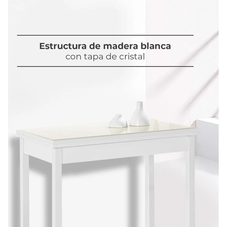 ASTIMESA Buchtyp Küchentisch, Beige, 80x40 cm bis 80x80 cm – Bild 3