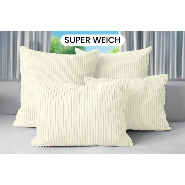 Amilian Dekokissen Sofakissen Cord-Optik 4er Set mit Füllung 2x 40x40 + 2x 35x45 cm, mit Füllung, Hotelverschluss, formstabil – Bild 2
